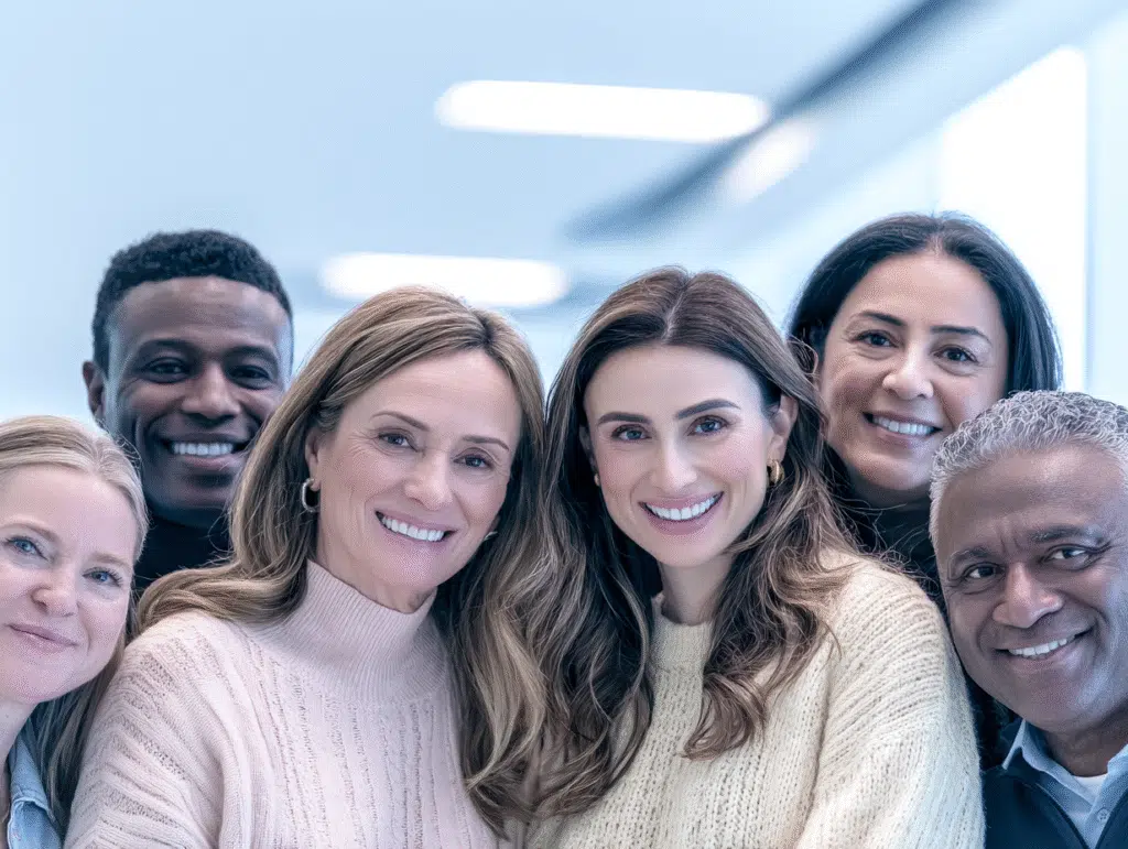 Diverse professional team participating in employee training at London Intercultural Academy for online workforce development programs.