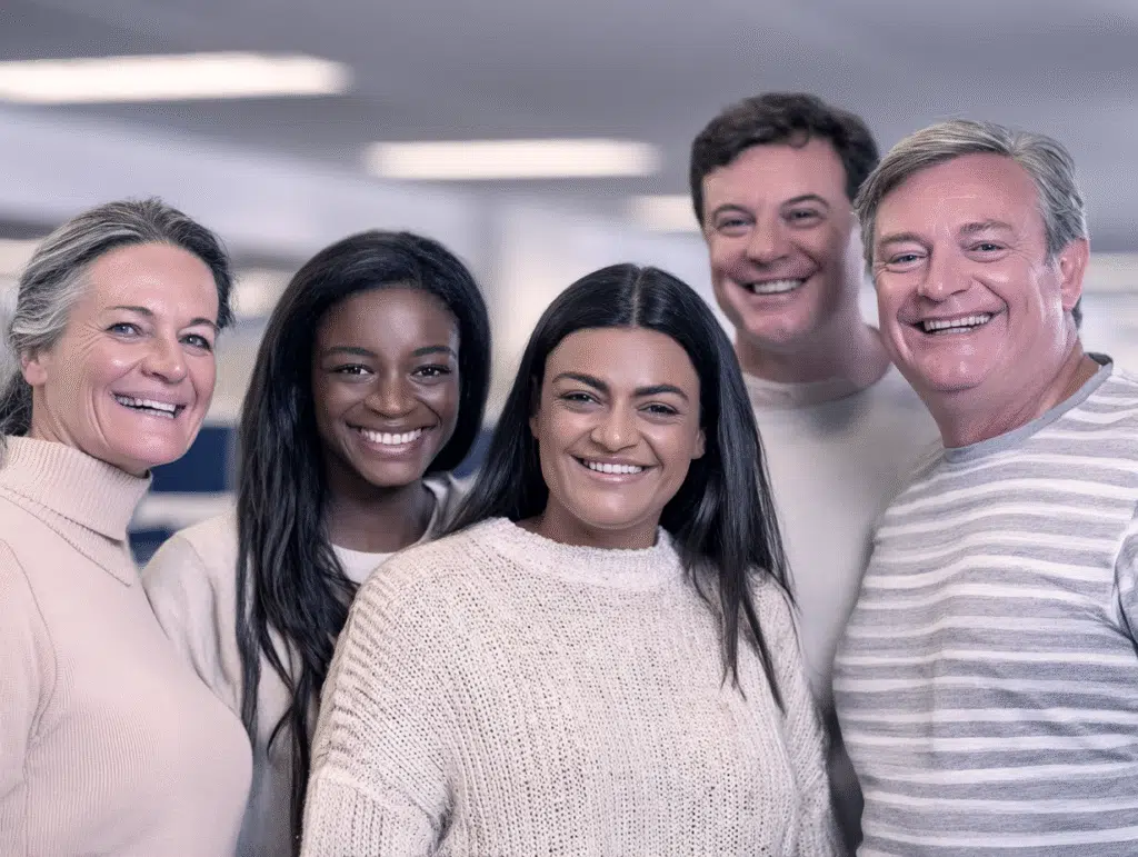 Professional diverse team engaging in employee training at London Intercultural Academy.