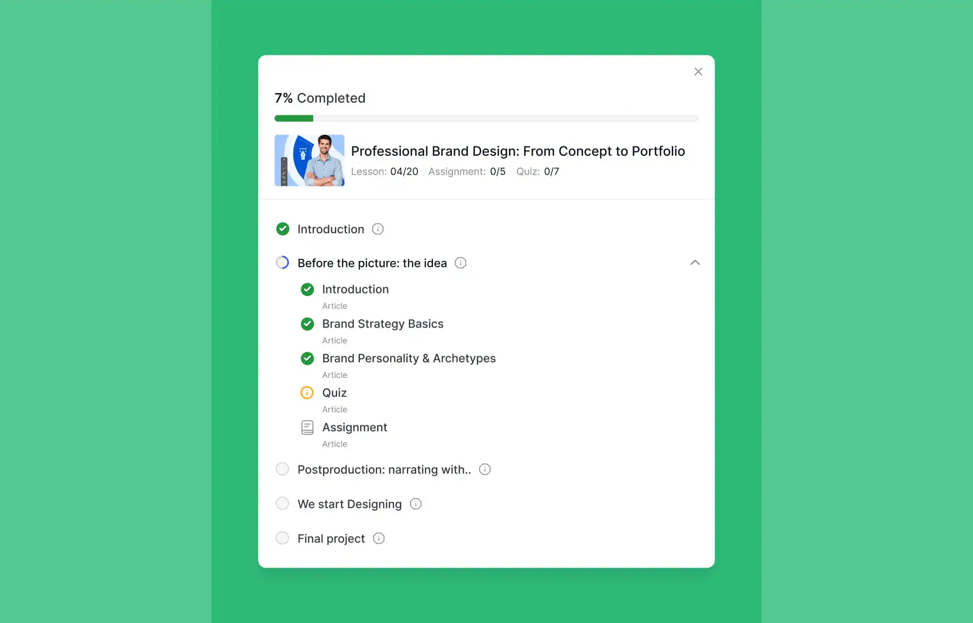 LIA white-label LMS course curriculum with progress tracking